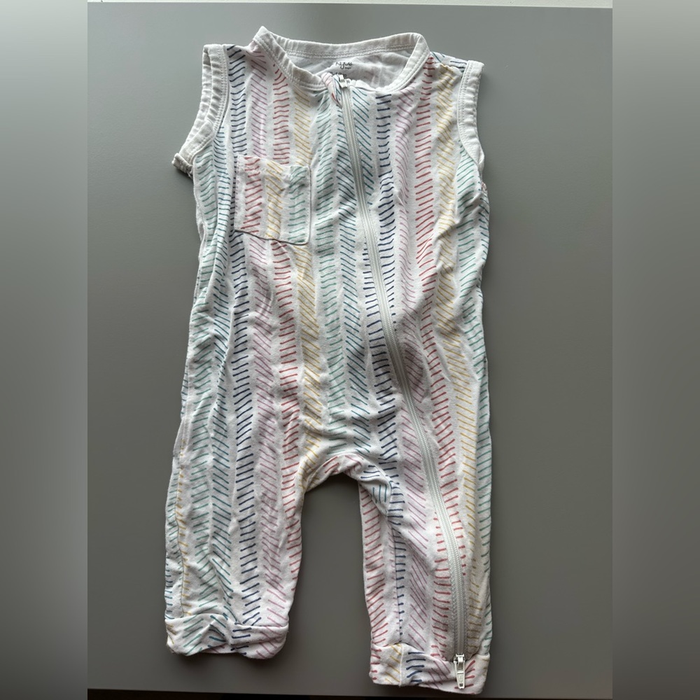 Kyte Baby Sleeveless Zip Romper - Herringbone (6-12 months)